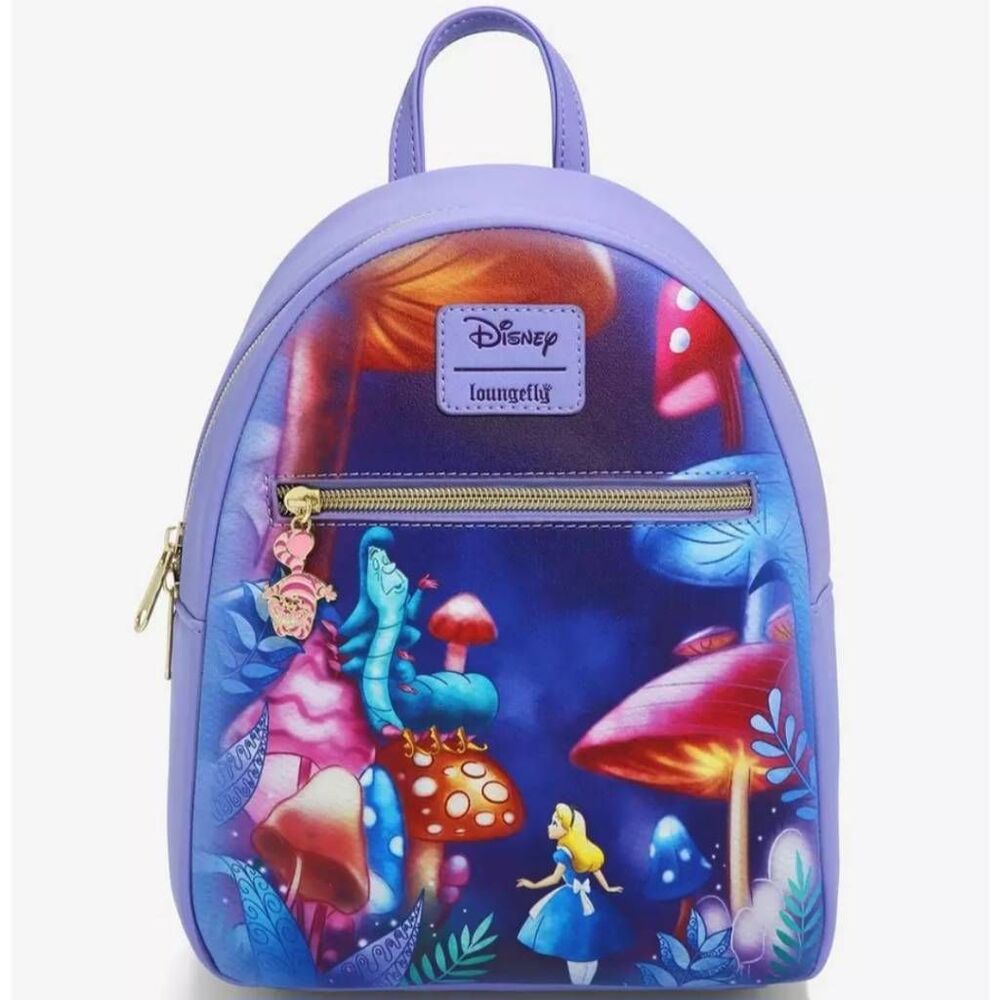 NWT Loungefly Alice In Wonderland Caterpillar Mushroom Mini Backpack - Picture 1 of 7